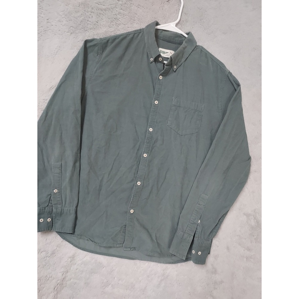 Wellen Shirt Mens Large Corduroy Long Sleeve Button Down Green Casual Preppy L
